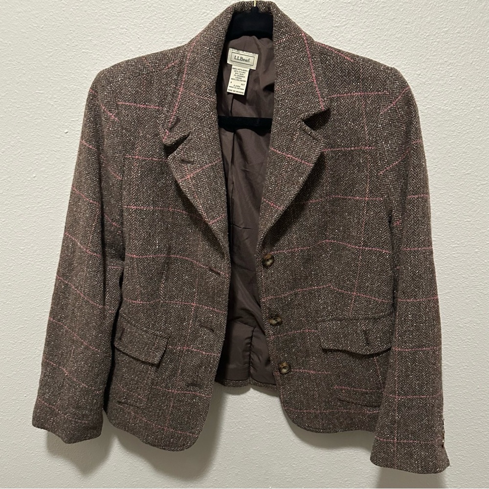 LL Bean Women's Brown Tweed Blazer